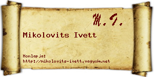 Mikolovits Ivett névjegykártya